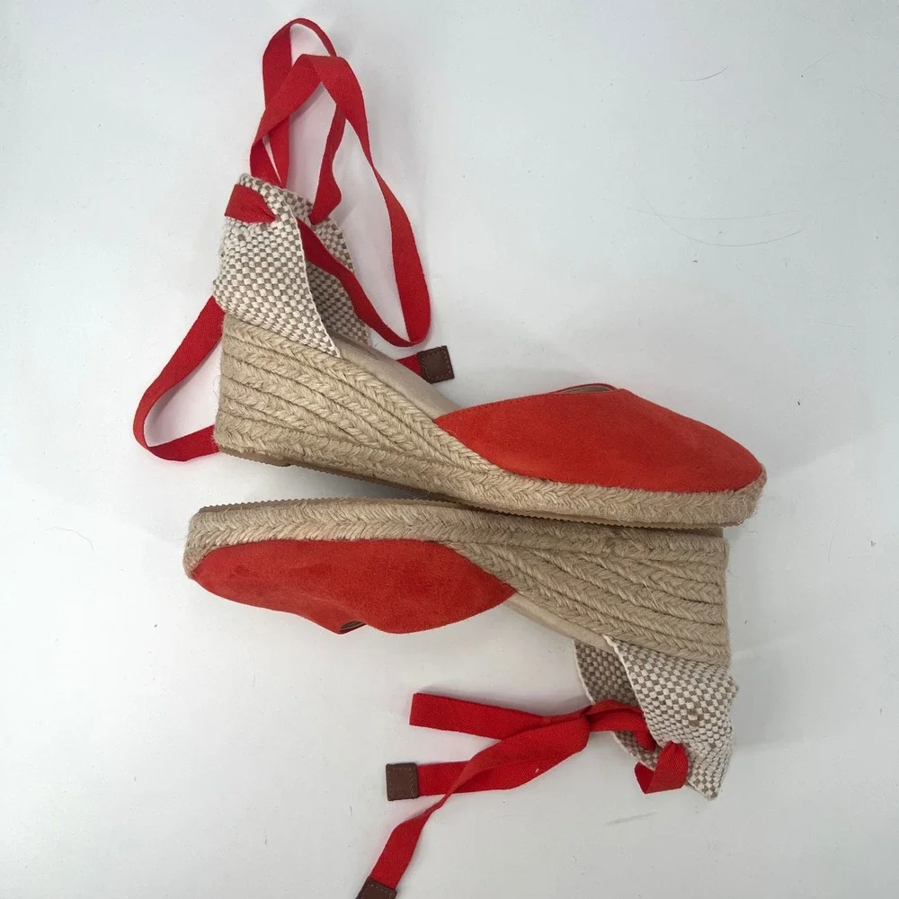 Boden Cassie Espadrilles Wedge Tomato Poppy Red Cherry Girl Beach Resort Size 10